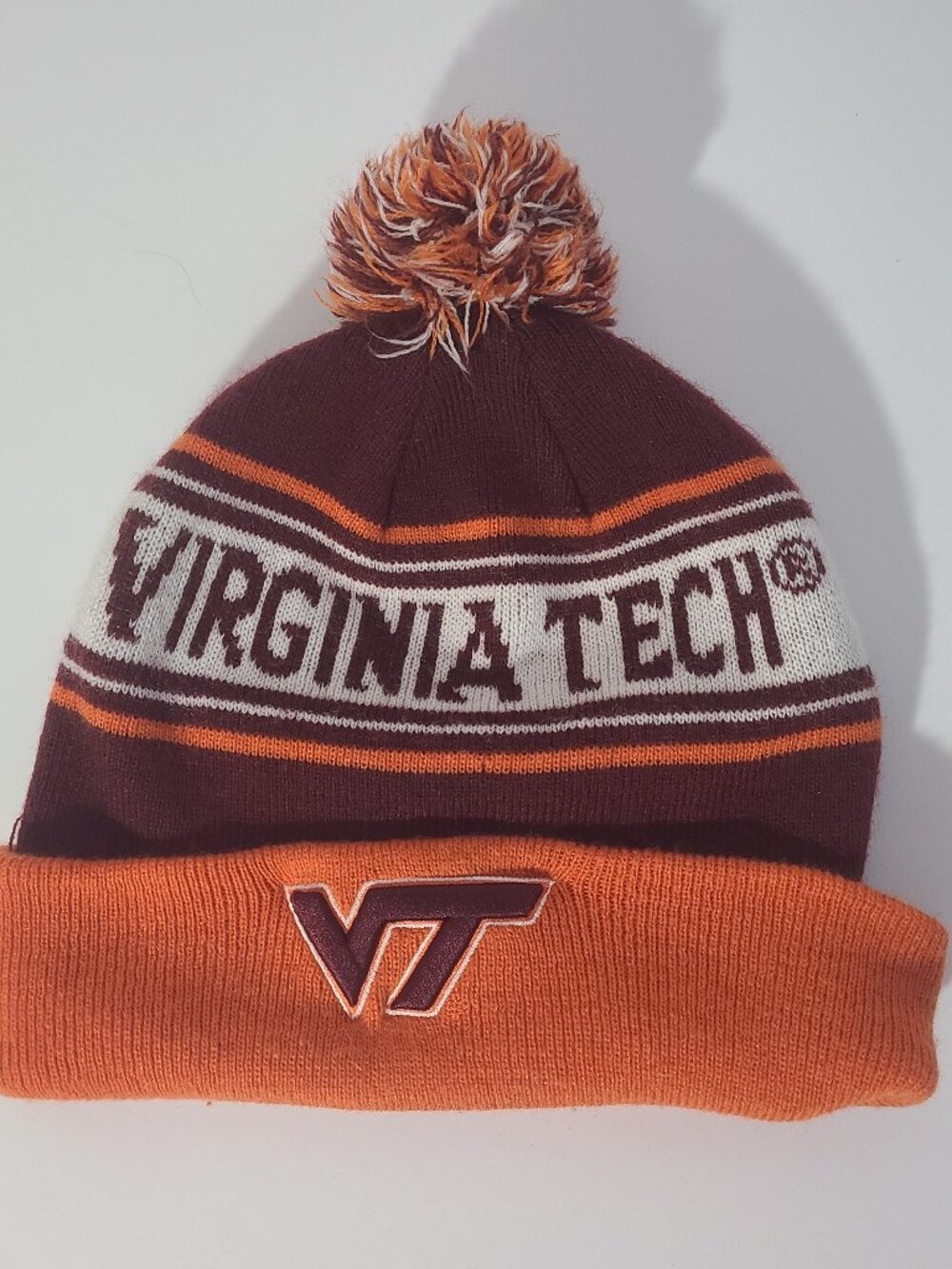 Top of the World Virginia Tech Hokies Maroon/Orange Adult Pom Beanie